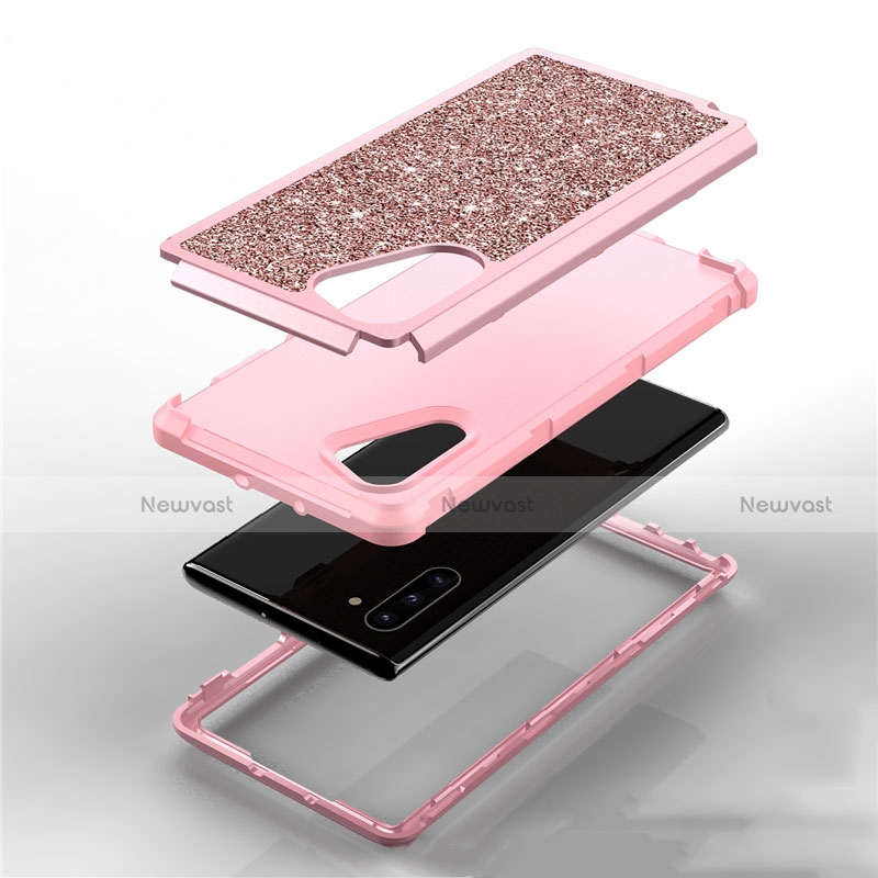 Silicone Matte Finish and Plastic Back Cover Case 360 Degrees Bling-Bling for Samsung Galaxy Note 10