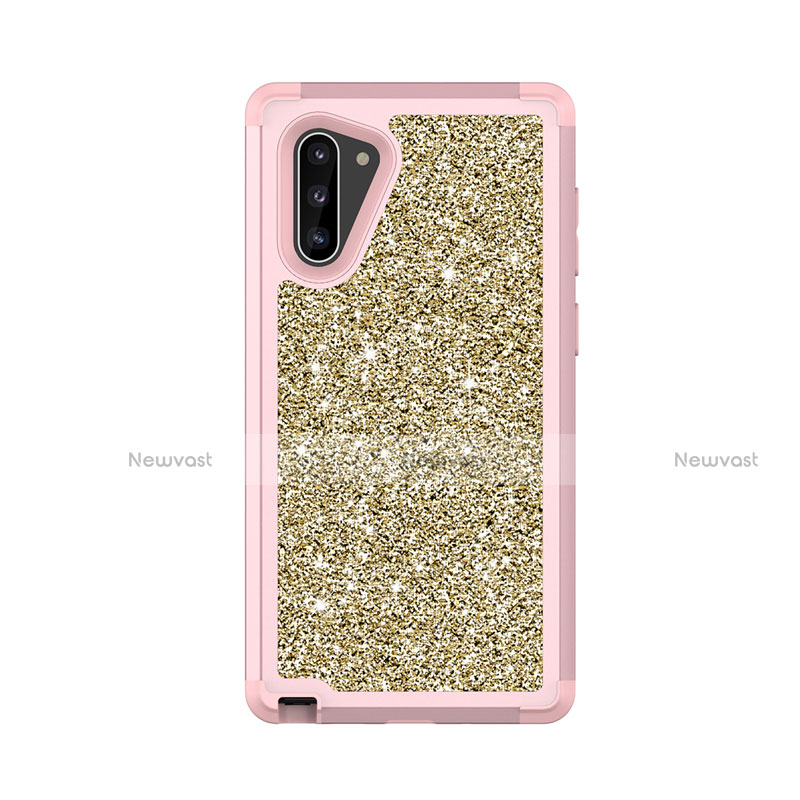 Silicone Matte Finish and Plastic Back Cover Case 360 Degrees Bling-Bling for Samsung Galaxy Note 10