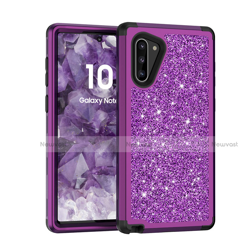 Silicone Matte Finish and Plastic Back Cover Case 360 Degrees Bling-Bling for Samsung Galaxy Note 10