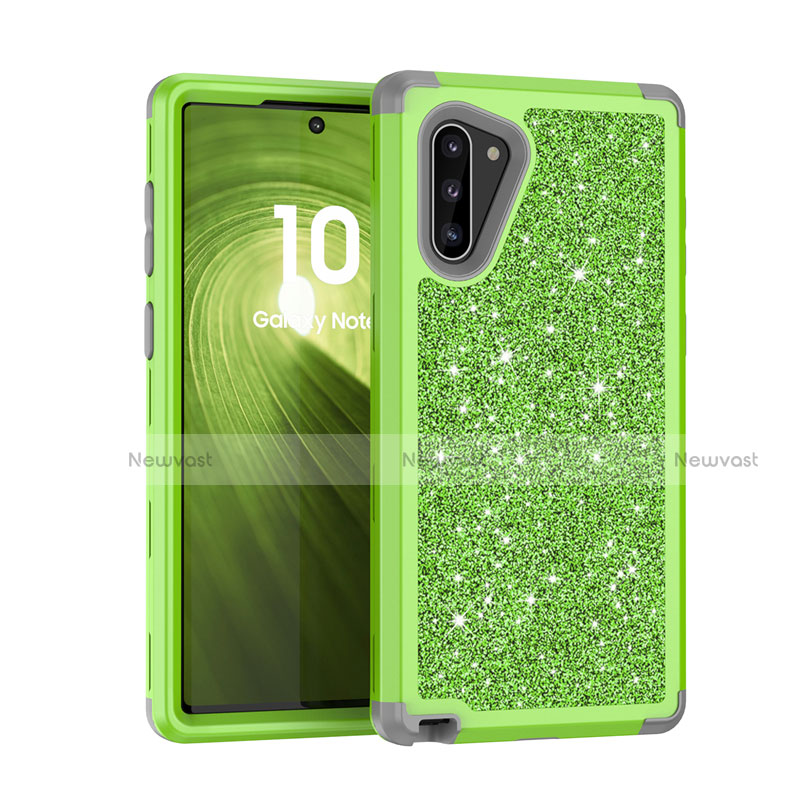 Silicone Matte Finish and Plastic Back Cover Case 360 Degrees Bling-Bling for Samsung Galaxy Note 10 Green