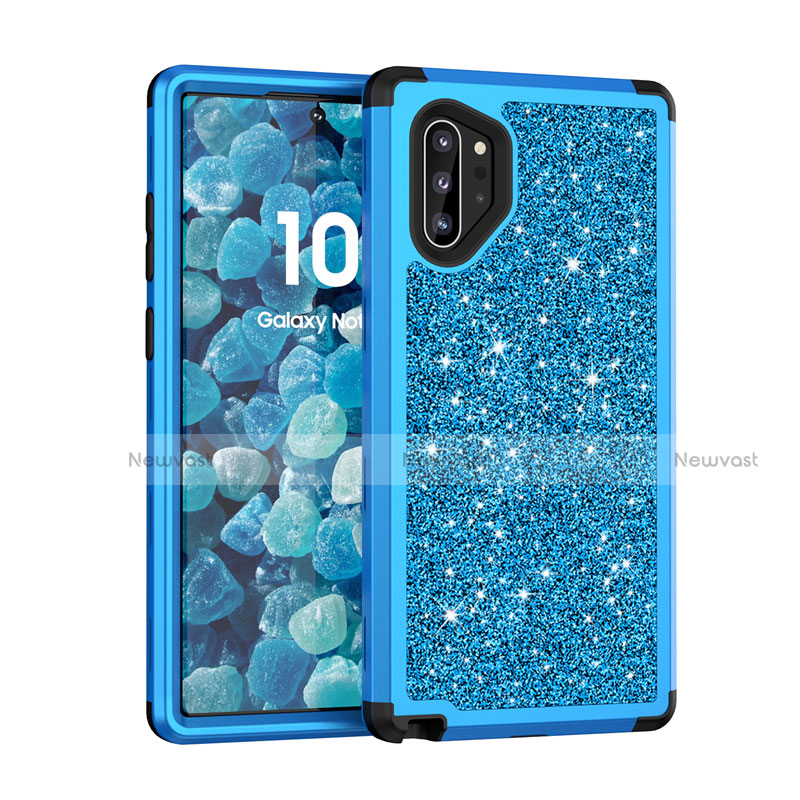 Silicone Matte Finish and Plastic Back Cover Case 360 Degrees Bling-Bling for Samsung Galaxy Note 10 Plus