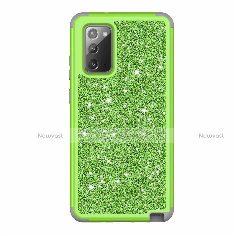 Silicone Matte Finish and Plastic Back Cover Case 360 Degrees Bling-Bling for Samsung Galaxy Note 20 5G