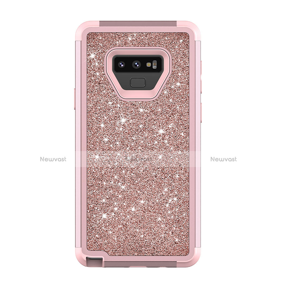 Silicone Matte Finish and Plastic Back Cover Case 360 Degrees Bling-Bling for Samsung Galaxy Note 9