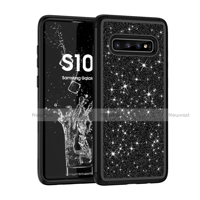 Silicone Matte Finish and Plastic Back Cover Case 360 Degrees Bling-Bling for Samsung Galaxy S10