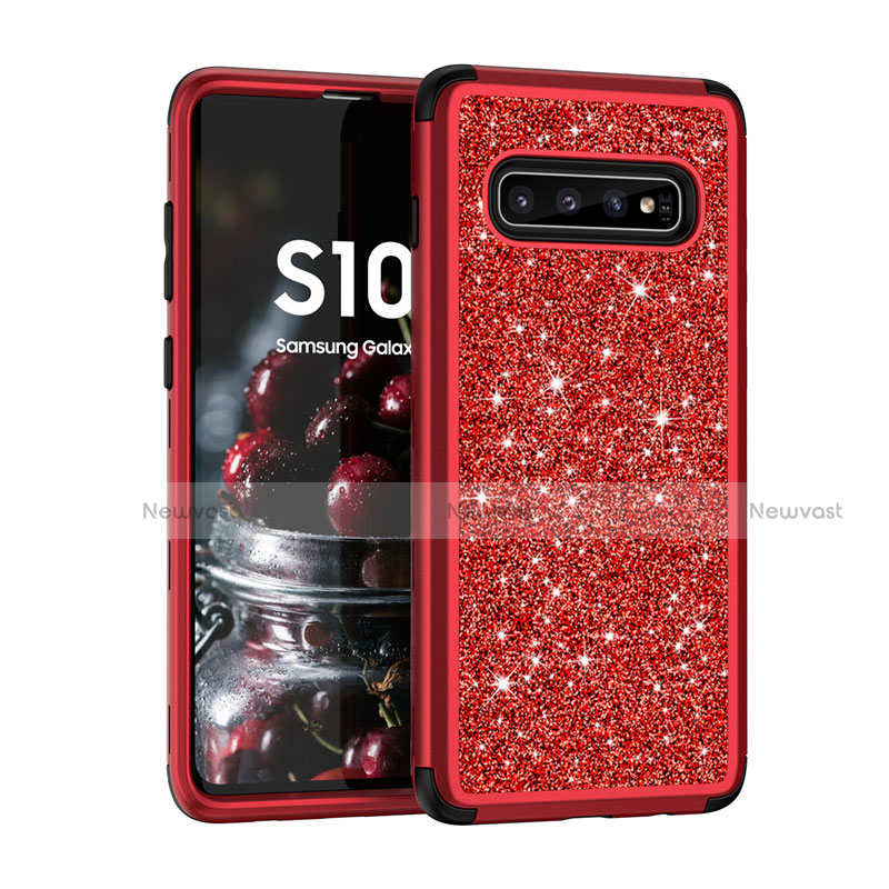 Silicone Matte Finish and Plastic Back Cover Case 360 Degrees Bling-Bling for Samsung Galaxy S10