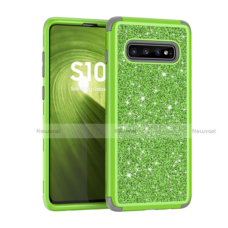 Silicone Matte Finish and Plastic Back Cover Case 360 Degrees Bling-Bling for Samsung Galaxy S10