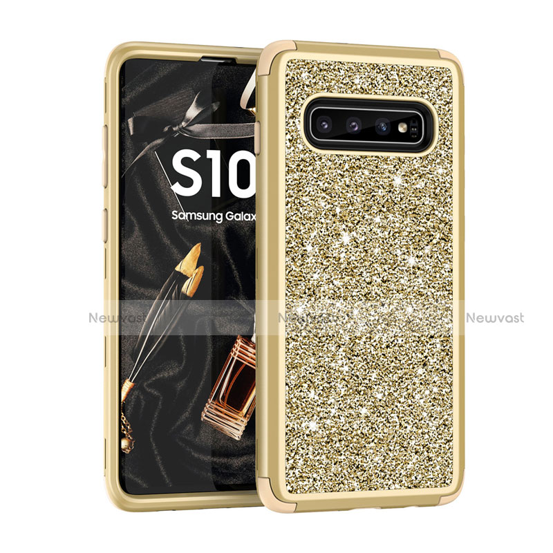 Silicone Matte Finish and Plastic Back Cover Case 360 Degrees Bling-Bling for Samsung Galaxy S10