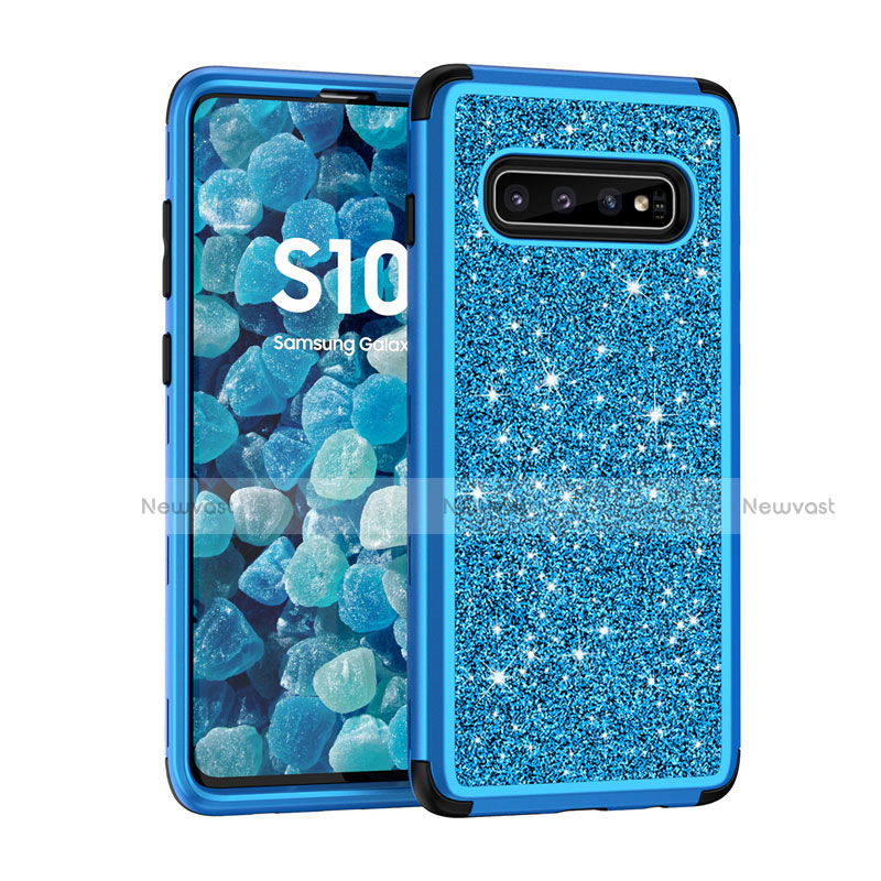 Silicone Matte Finish and Plastic Back Cover Case 360 Degrees Bling-Bling for Samsung Galaxy S10 Plus