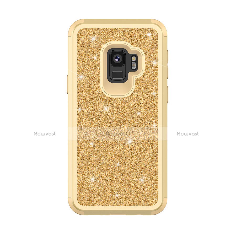 Silicone Matte Finish and Plastic Back Cover Case 360 Degrees Bling-Bling for Samsung Galaxy S9