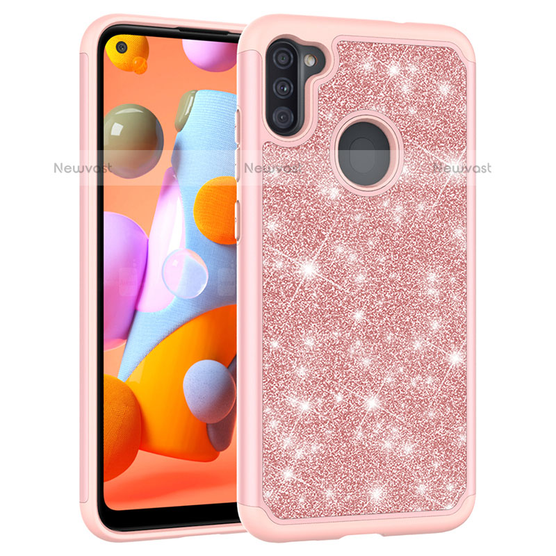 Silicone Matte Finish and Plastic Back Cover Case 360 Degrees Bling-Bling JX1 for Samsung Galaxy A11