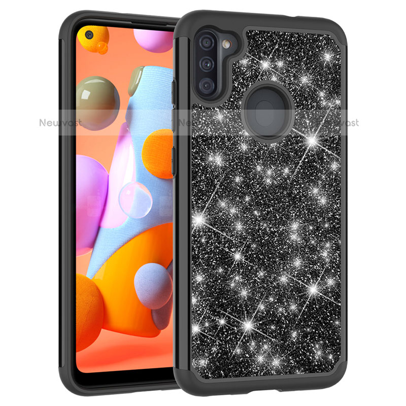 Silicone Matte Finish and Plastic Back Cover Case 360 Degrees Bling-Bling JX1 for Samsung Galaxy A11