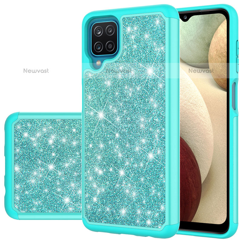 Silicone Matte Finish and Plastic Back Cover Case 360 Degrees Bling-Bling JX1 for Samsung Galaxy A12