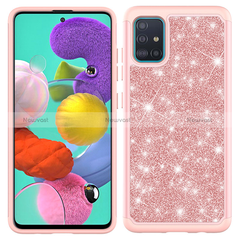 Silicone Matte Finish and Plastic Back Cover Case 360 Degrees Bling-Bling JX1 for Samsung Galaxy A51 5G