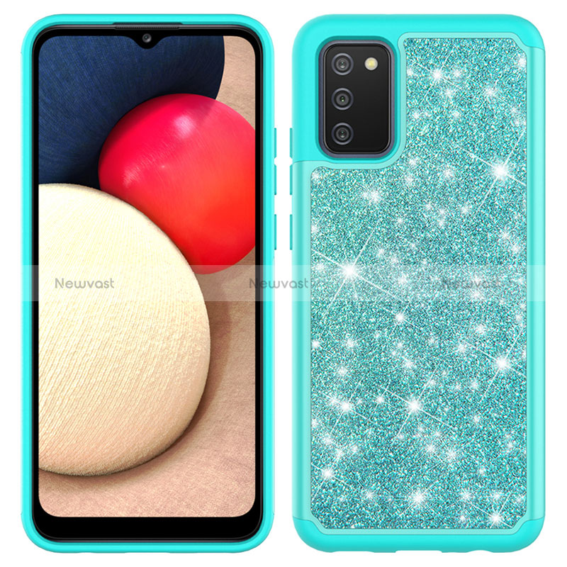 Silicone Matte Finish and Plastic Back Cover Case 360 Degrees Bling-Bling JX1 for Samsung Galaxy F02S SM-E025F