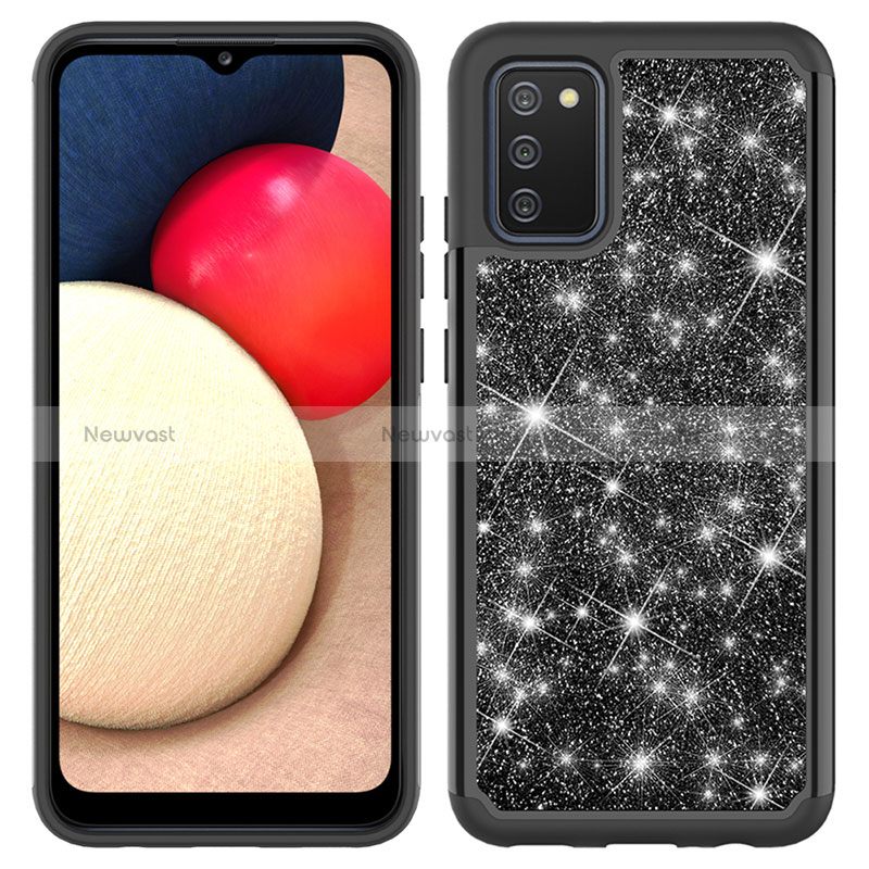 Silicone Matte Finish and Plastic Back Cover Case 360 Degrees Bling-Bling JX1 for Samsung Galaxy F02S SM-E025F