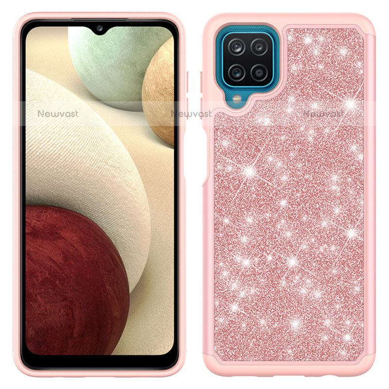 Silicone Matte Finish and Plastic Back Cover Case 360 Degrees Bling-Bling JX1 for Samsung Galaxy F12