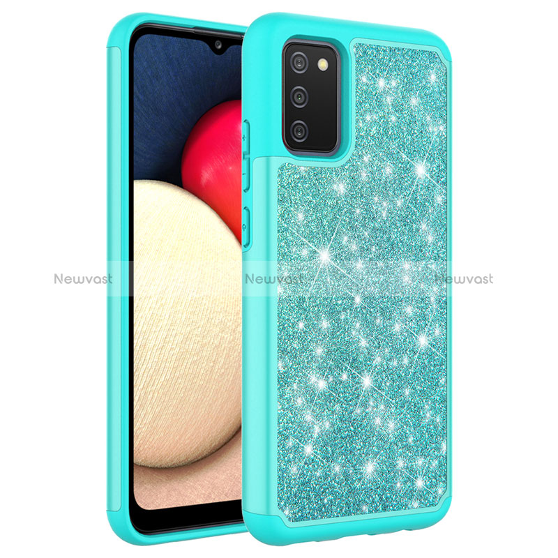 Silicone Matte Finish and Plastic Back Cover Case 360 Degrees Bling-Bling JX1 for Samsung Galaxy M02s