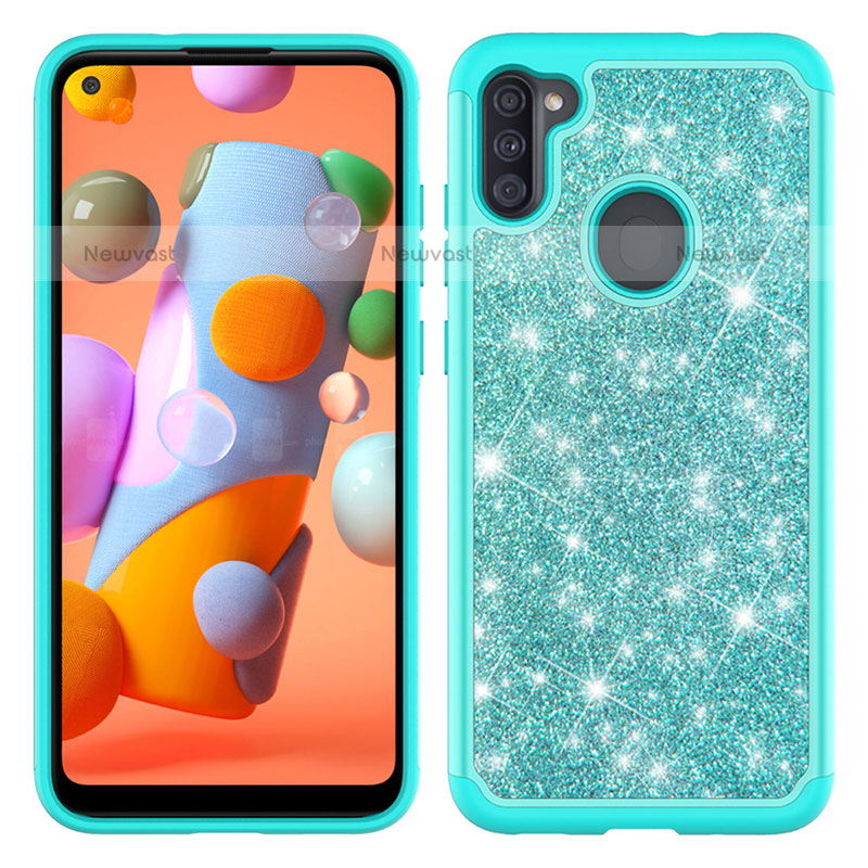 Silicone Matte Finish and Plastic Back Cover Case 360 Degrees Bling-Bling JX1 for Samsung Galaxy M11