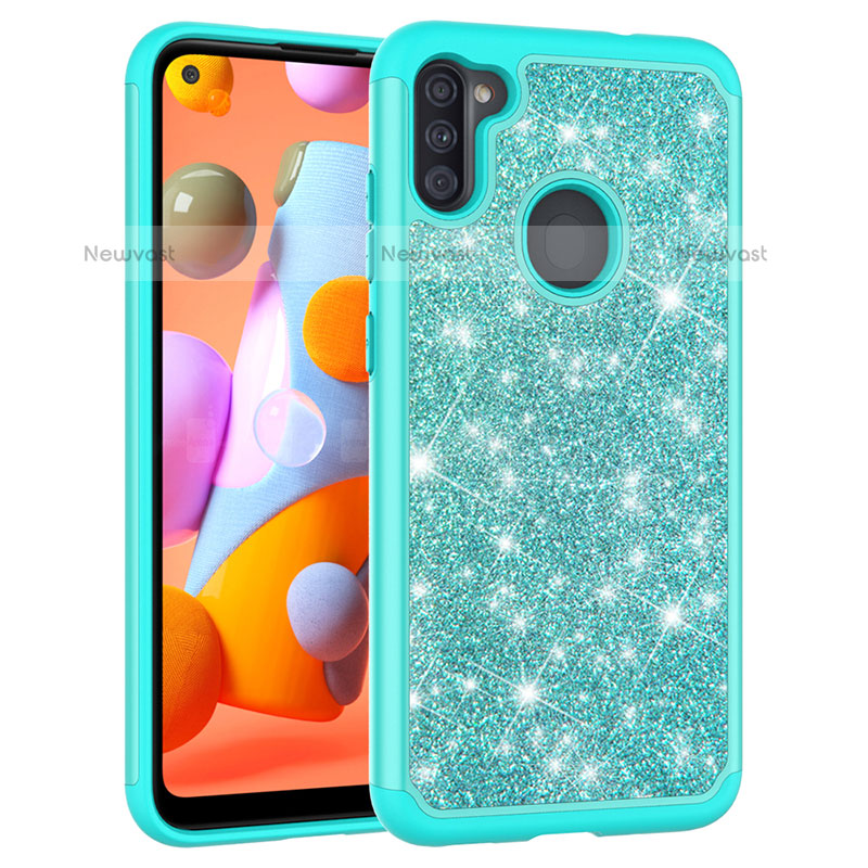 Silicone Matte Finish and Plastic Back Cover Case 360 Degrees Bling-Bling JX1 for Samsung Galaxy M11
