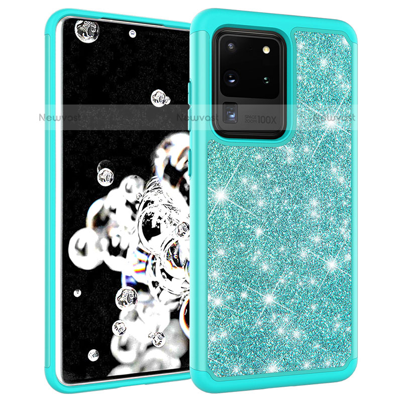 Silicone Matte Finish and Plastic Back Cover Case 360 Degrees Bling-Bling JX1 for Samsung Galaxy S20 Ultra