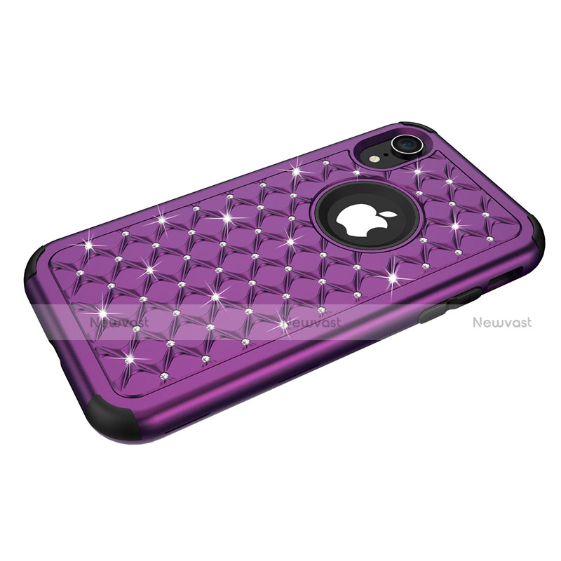 Silicone Matte Finish and Plastic Back Cover Case 360 Degrees Bling-Bling U01 for Apple iPhone XR