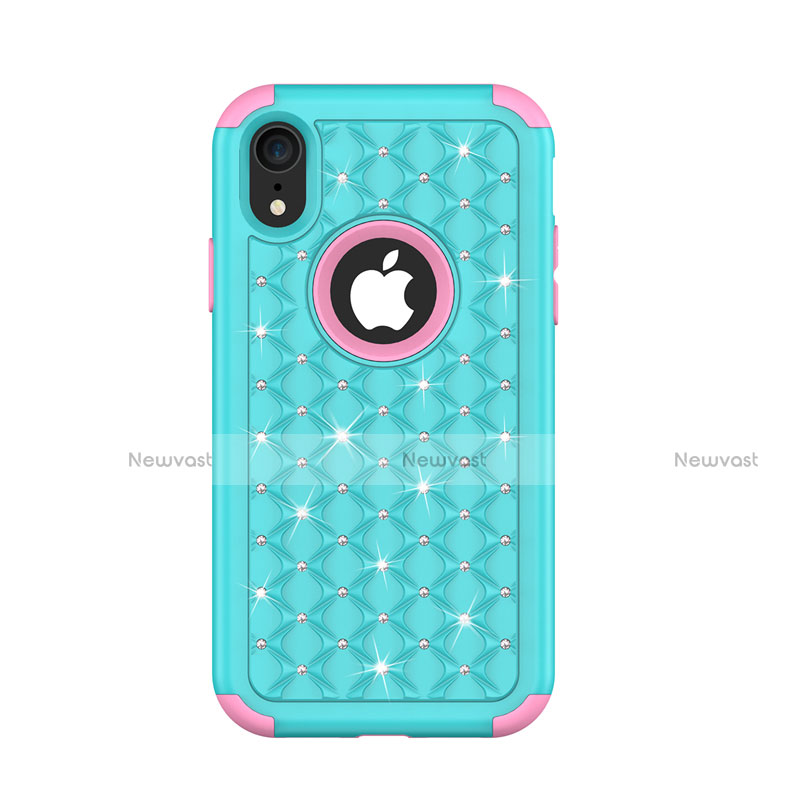 Silicone Matte Finish and Plastic Back Cover Case 360 Degrees Bling-Bling U01 for Apple iPhone XR