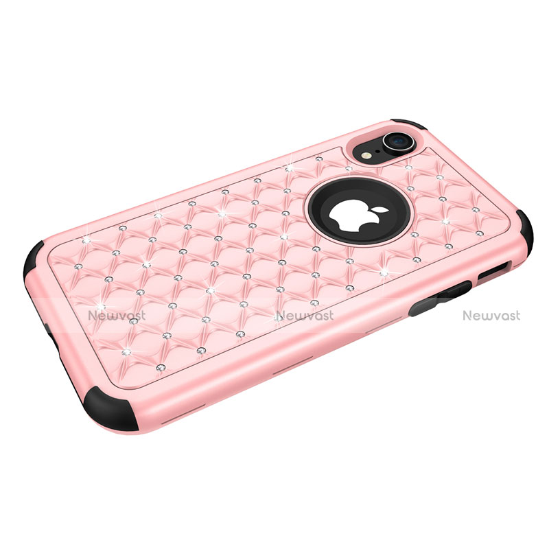 Silicone Matte Finish and Plastic Back Cover Case 360 Degrees Bling-Bling U01 for Apple iPhone XR