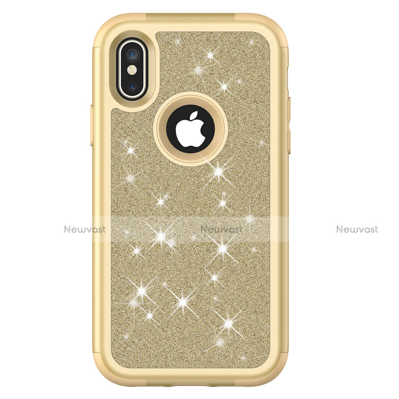 Silicone Matte Finish and Plastic Back Cover Case 360 Degrees Bling-Bling U01 for Apple iPhone Xs Max Mixed