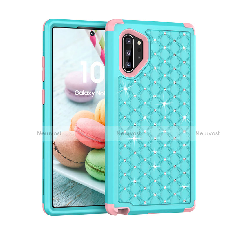 Silicone Matte Finish and Plastic Back Cover Case 360 Degrees Bling-Bling U01 for Samsung Galaxy Note 10 Plus