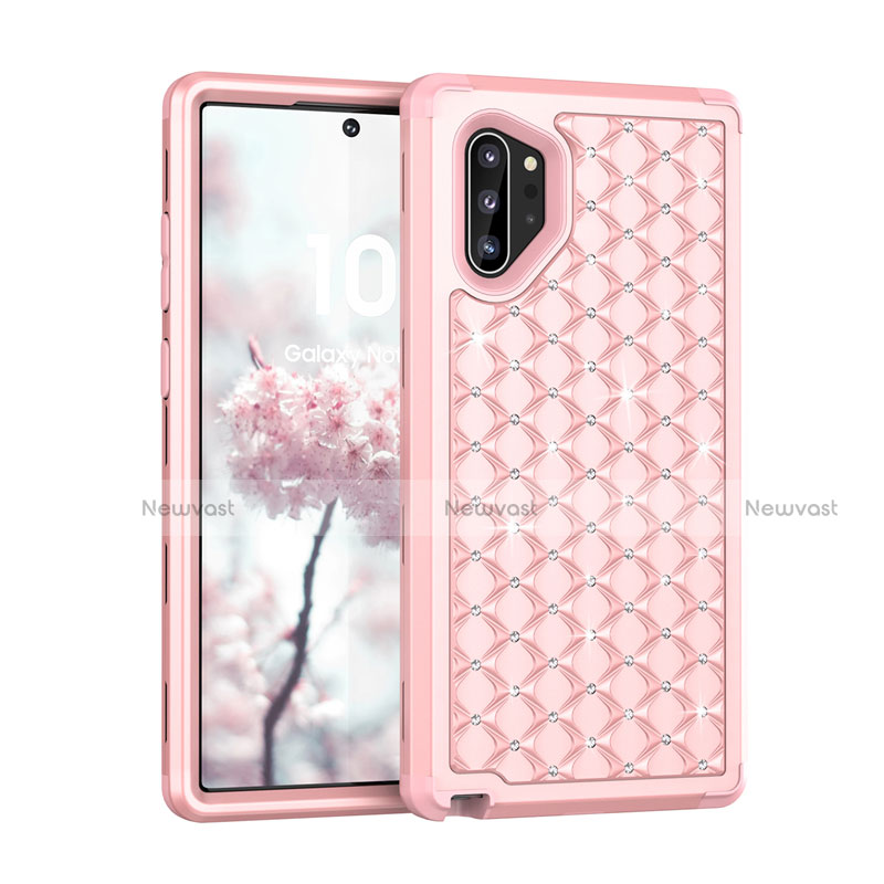 Silicone Matte Finish and Plastic Back Cover Case 360 Degrees Bling-Bling U01 for Samsung Galaxy Note 10 Plus