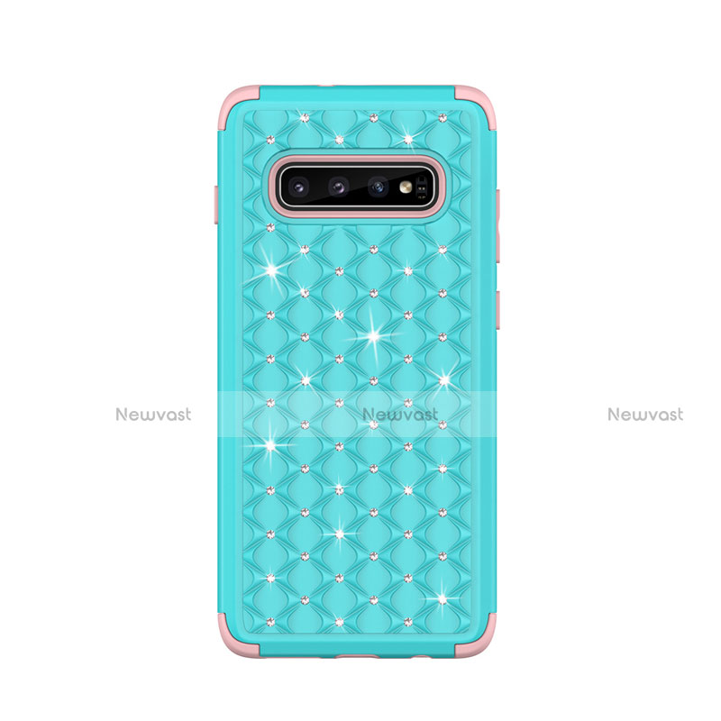 Silicone Matte Finish and Plastic Back Cover Case 360 Degrees Bling-Bling U01 for Samsung Galaxy S10