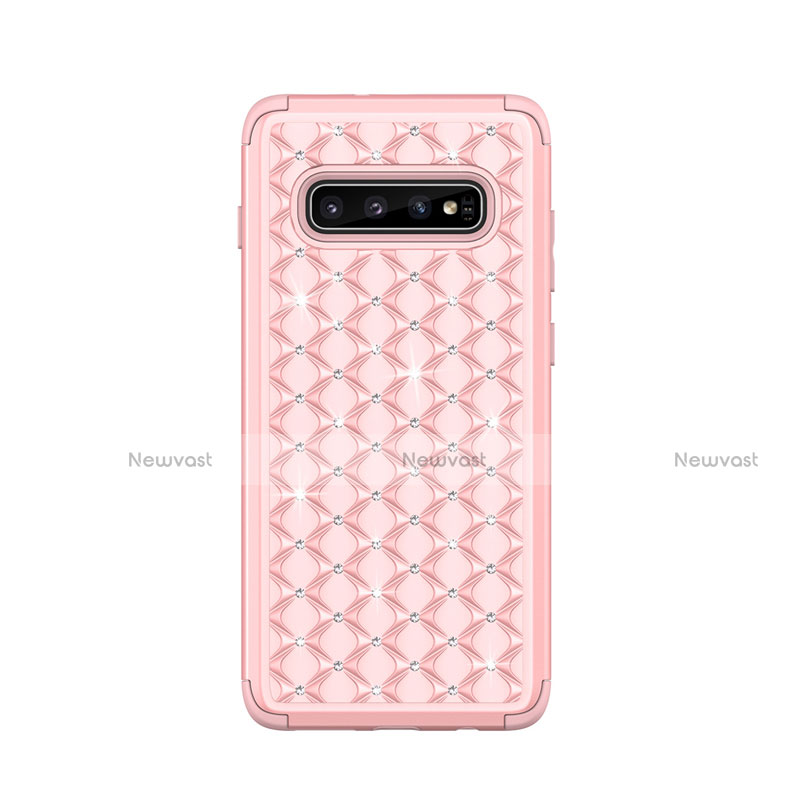 Silicone Matte Finish and Plastic Back Cover Case 360 Degrees Bling-Bling U01 for Samsung Galaxy S10