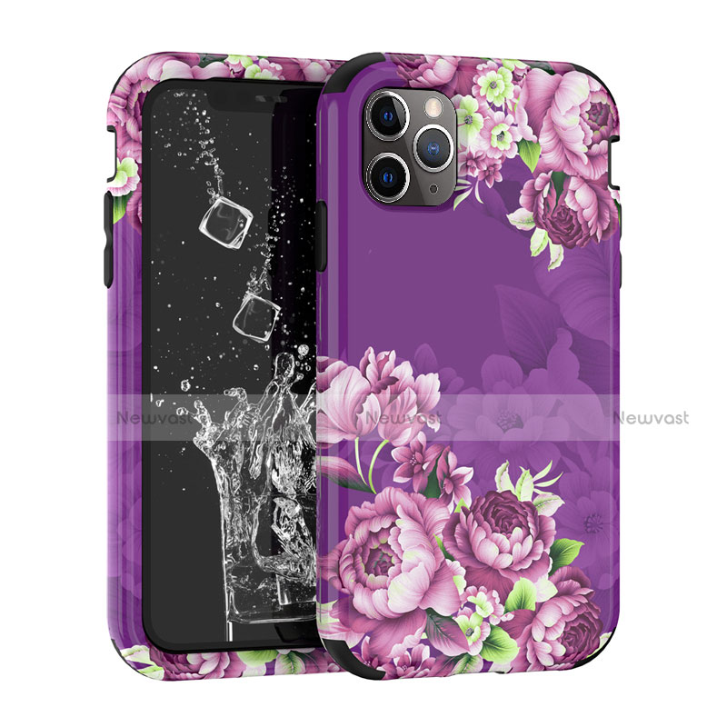 Silicone Matte Finish and Plastic Back Cover Case 360 Degrees for Apple iPhone 11 Pro Purple