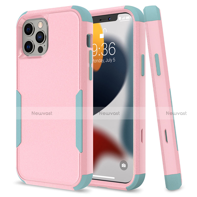 Silicone Matte Finish and Plastic Back Cover Case 360 Degrees for Apple iPhone 13 Pro Max Pink