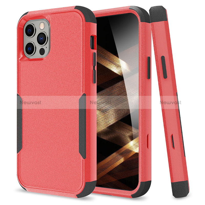 Silicone Matte Finish and Plastic Back Cover Case 360 Degrees for Apple iPhone 14 Pro Max Red