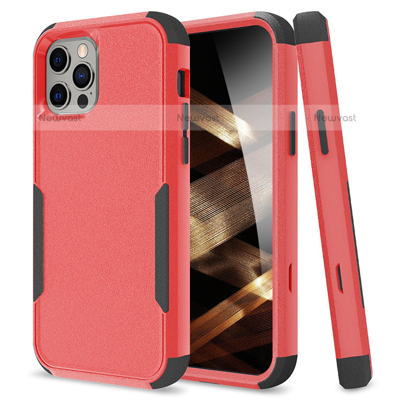 Silicone Matte Finish and Plastic Back Cover Case 360 Degrees for Apple iPhone 15 Pro Red