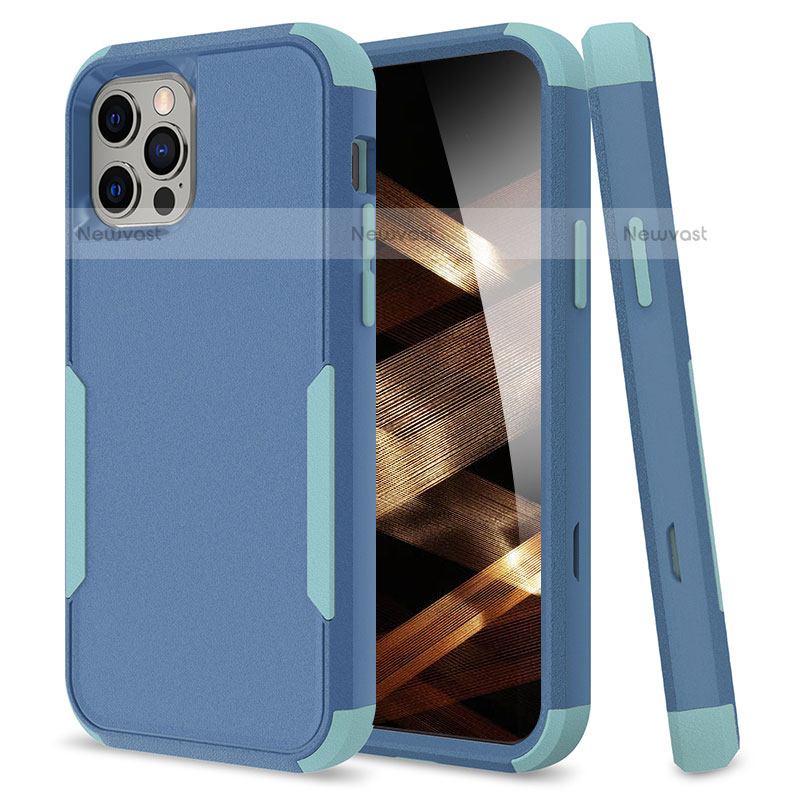 Silicone Matte Finish and Plastic Back Cover Case 360 Degrees for Apple iPhone 15 Pro Sky Blue