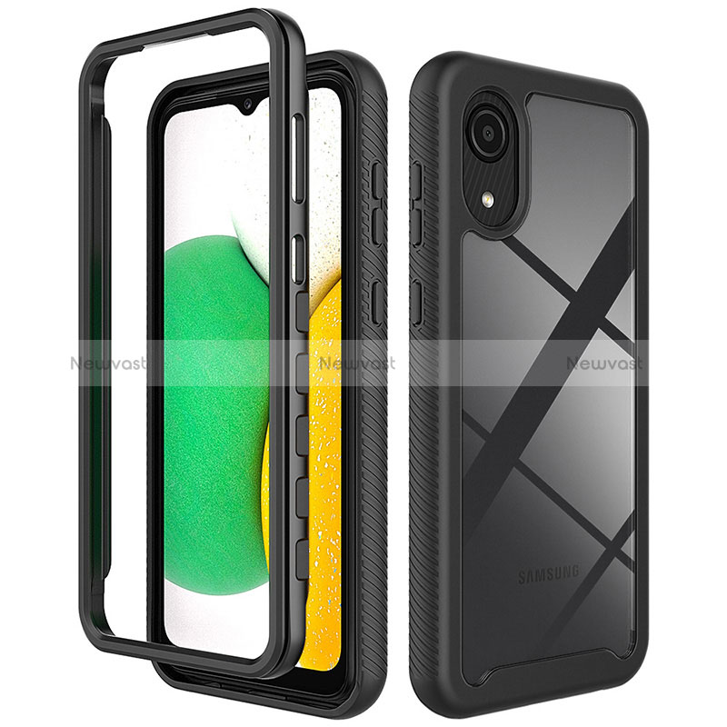 Silicone Matte Finish and Plastic Back Cover Case 360 Degrees for Samsung Galaxy A03 Core Black