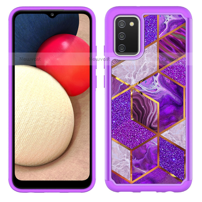 Silicone Matte Finish and Plastic Back Cover Case 360 Degrees JX1 for Samsung Galaxy A02s Purple