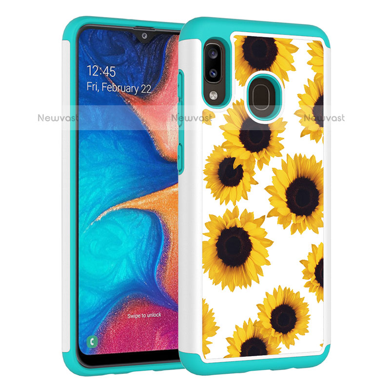 Silicone Matte Finish and Plastic Back Cover Case 360 Degrees JX1 for Samsung Galaxy A20 Yellow