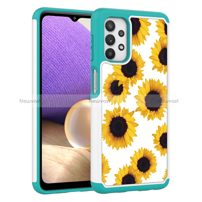 Silicone Matte Finish and Plastic Back Cover Case 360 Degrees JX1 for Samsung Galaxy A32 5G Yellow