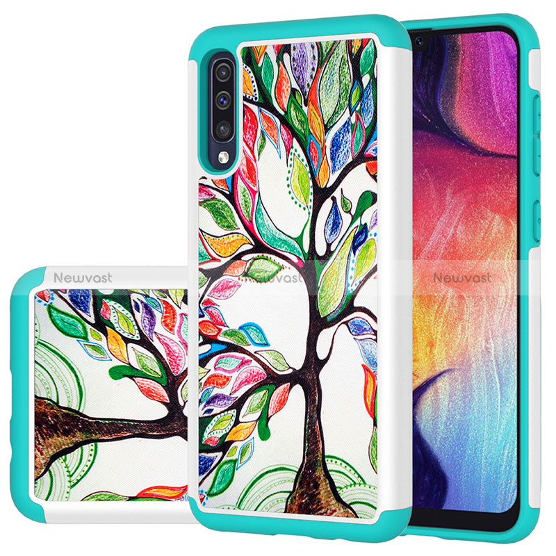 Silicone Matte Finish and Plastic Back Cover Case 360 Degrees JX1 for Samsung Galaxy A50