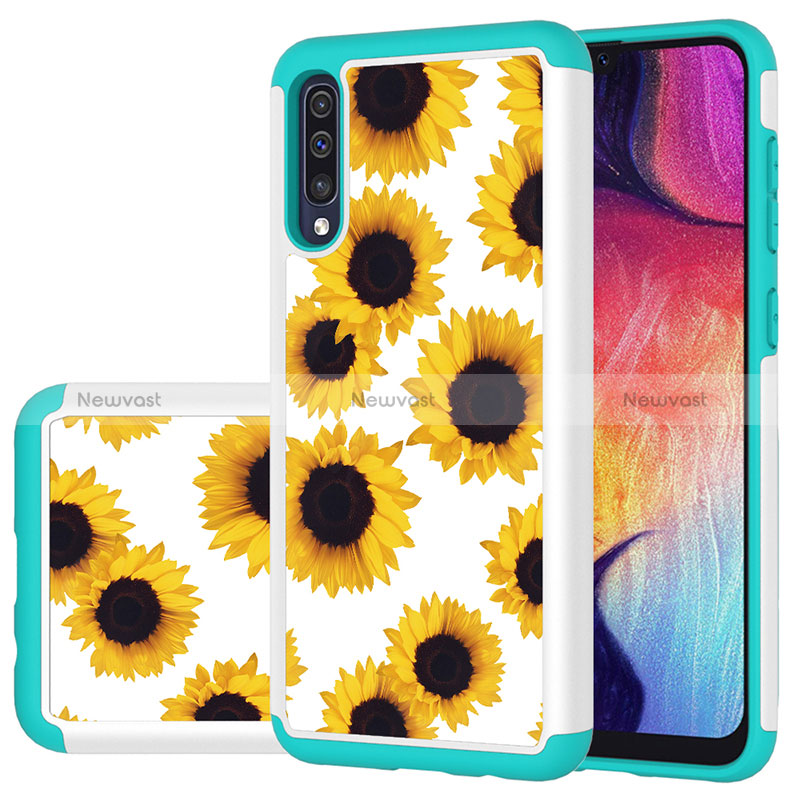 Silicone Matte Finish and Plastic Back Cover Case 360 Degrees JX1 for Samsung Galaxy A50