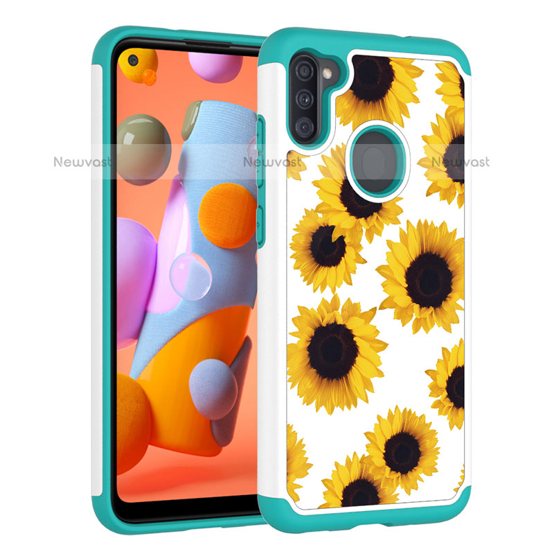 Silicone Matte Finish and Plastic Back Cover Case 360 Degrees JX1 for Samsung Galaxy M11