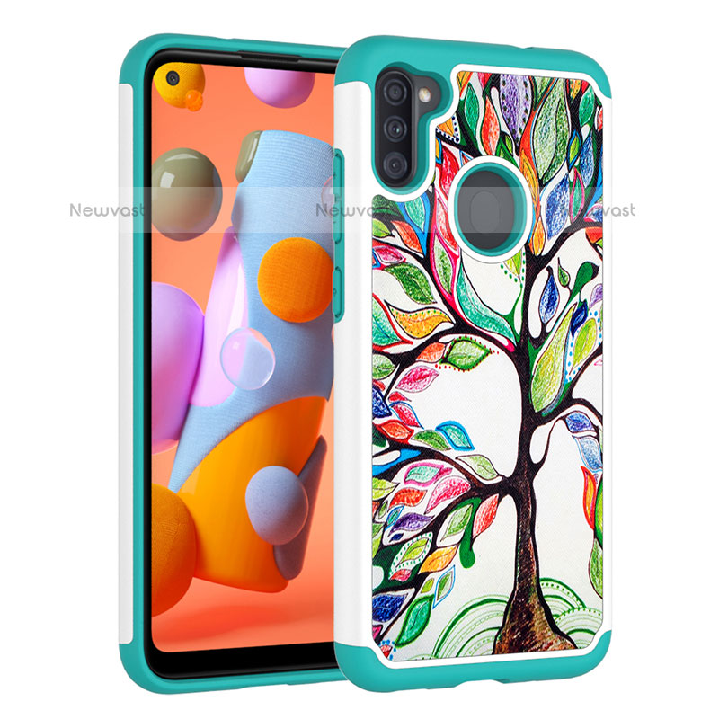 Silicone Matte Finish and Plastic Back Cover Case 360 Degrees JX1 for Samsung Galaxy M11