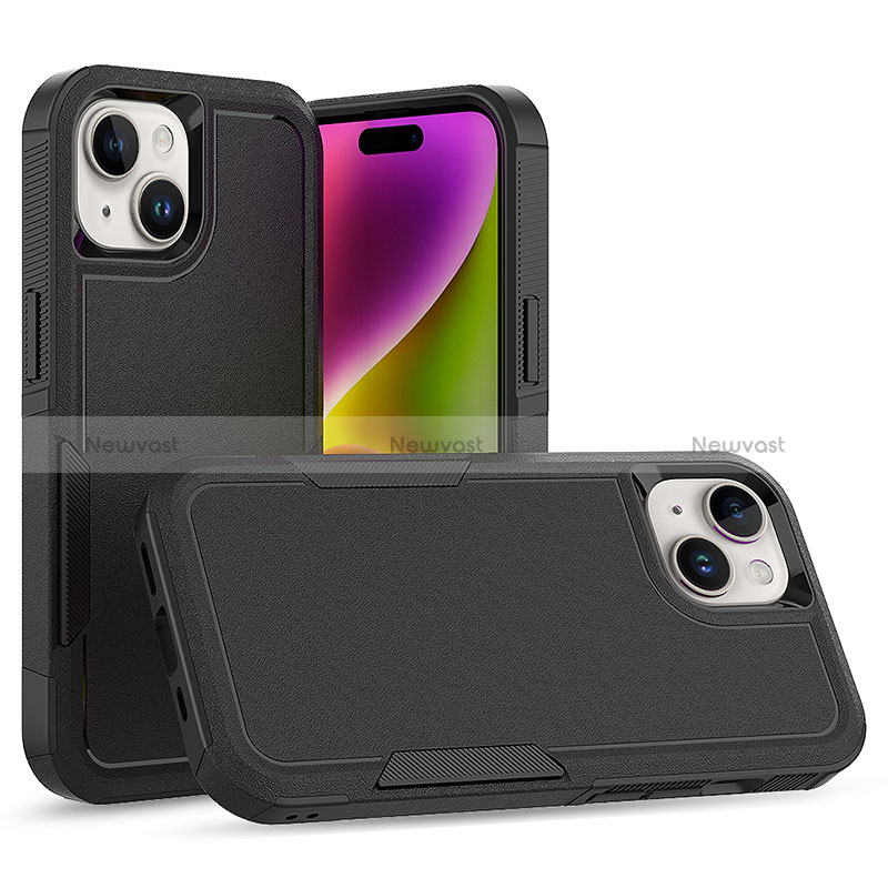 Silicone Matte Finish and Plastic Back Cover Case 360 Degrees MQ1 for Apple iPhone 14 Plus Black