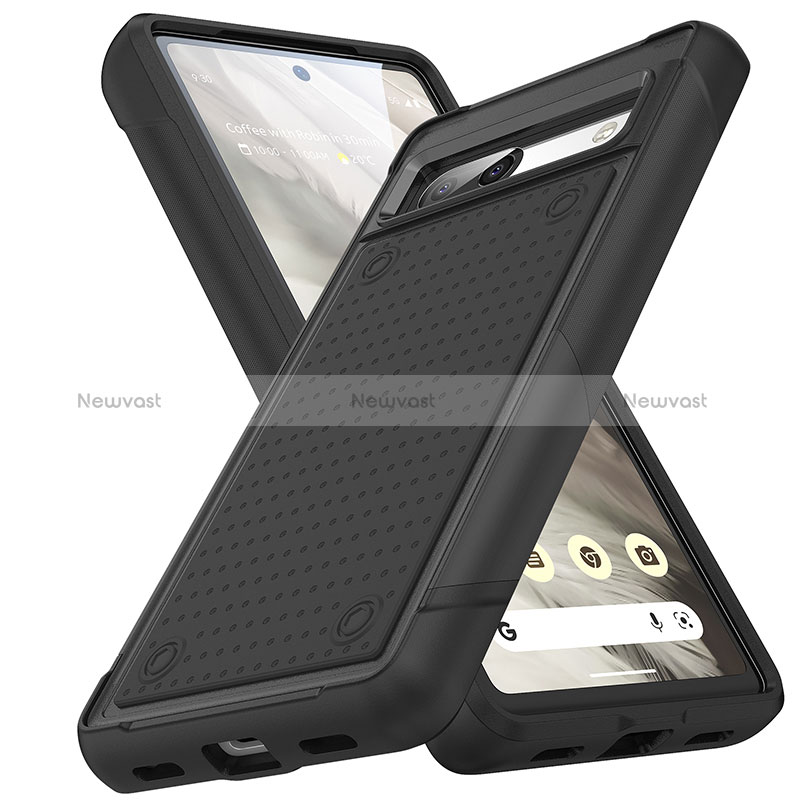 Silicone Matte Finish and Plastic Back Cover Case 360 Degrees MQ1 for Google Pixel 7a 5G Black