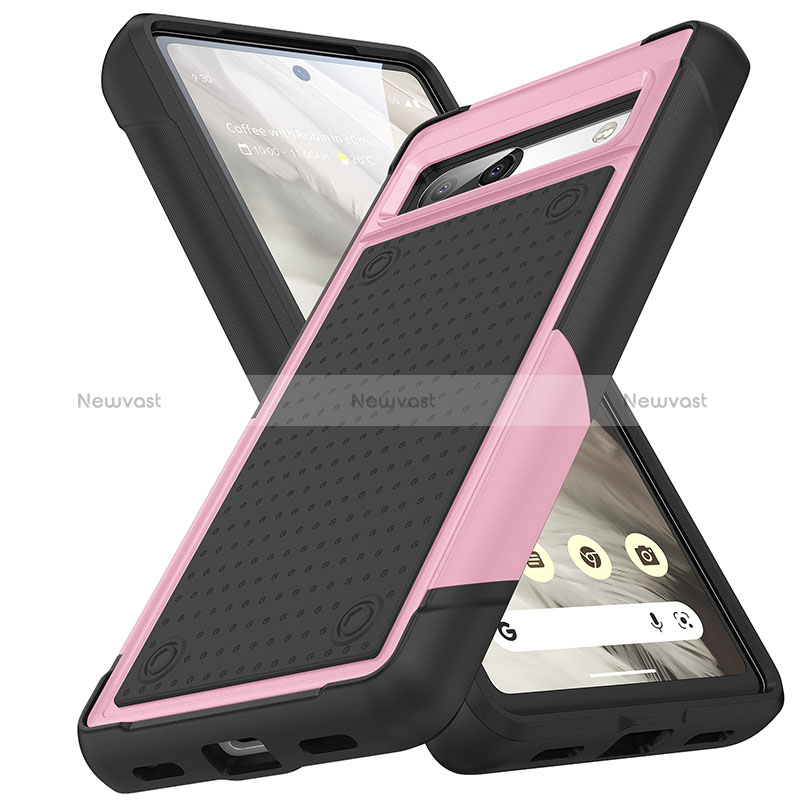 Silicone Matte Finish and Plastic Back Cover Case 360 Degrees MQ1 for Google Pixel 7a 5G Pink