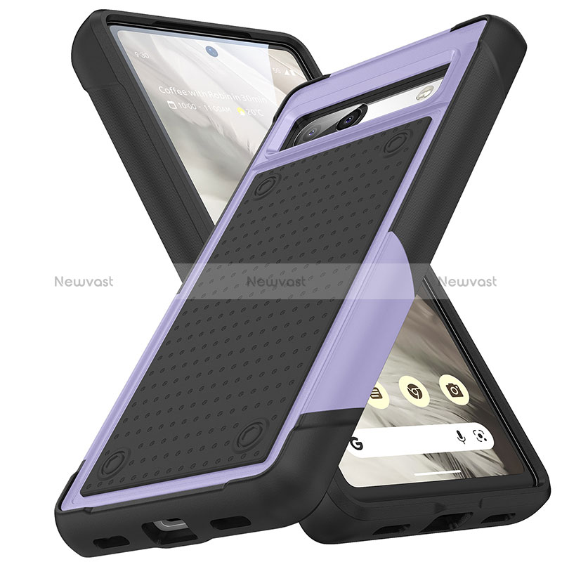 Silicone Matte Finish and Plastic Back Cover Case 360 Degrees MQ1 for Google Pixel 7a 5G Purple