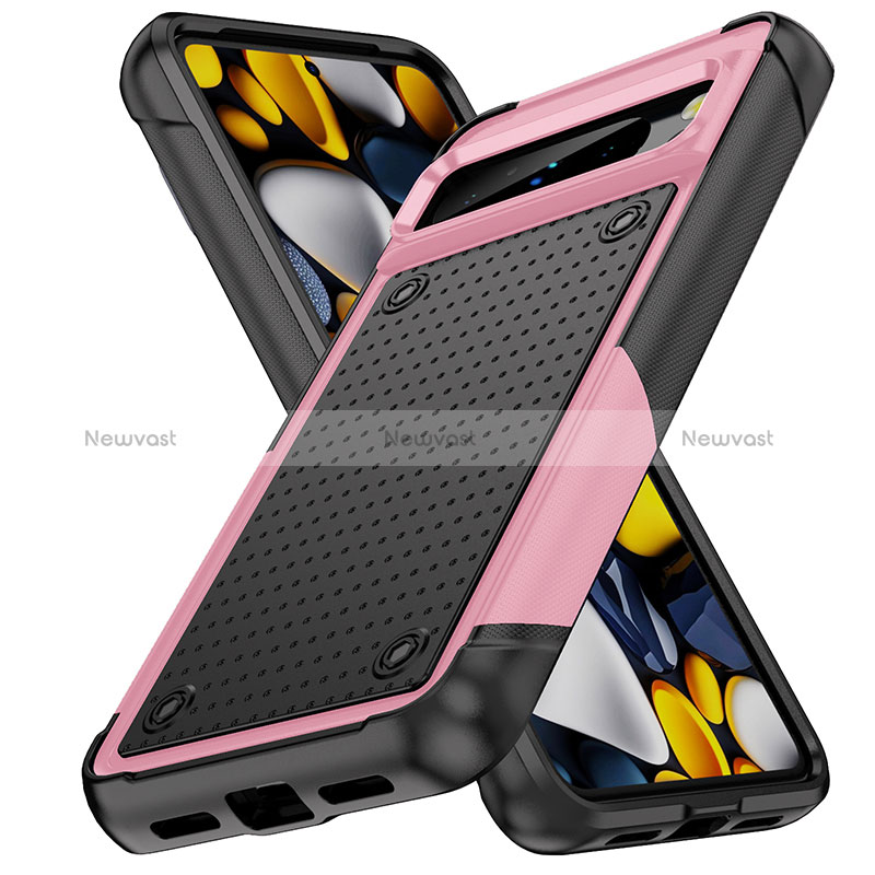 Silicone Matte Finish and Plastic Back Cover Case 360 Degrees MQ1 for Google Pixel 8 Pro 5G Pink